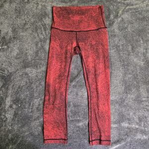 Lululemon Workout Leggings Wunder Train High Rise Tight 25" Red And Black Size 6